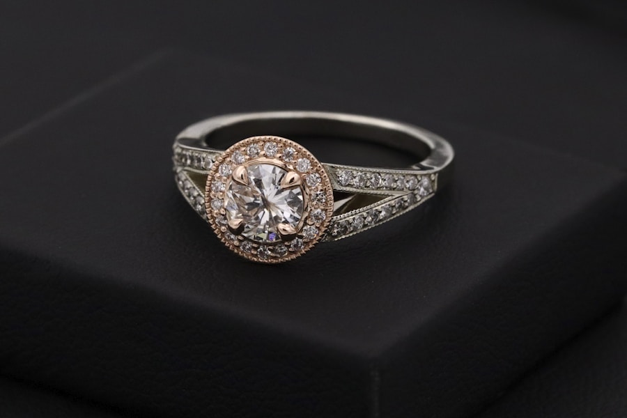 Ring detail with a gemstone setting
